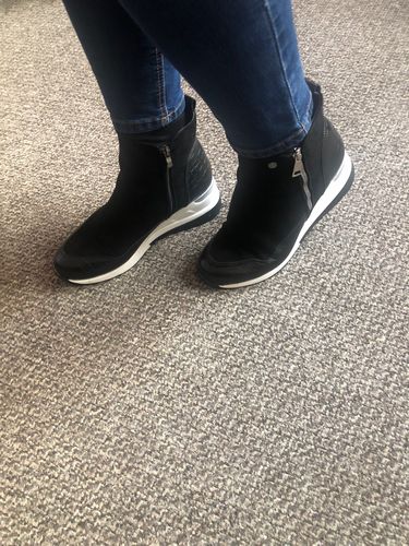 Customer photo review of Suede High Top Platform Shoes