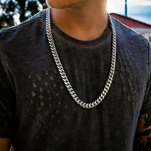 Customer photo review of 12MM White Gold Plated Iced Out Clasp Miami Cuban Link Chain