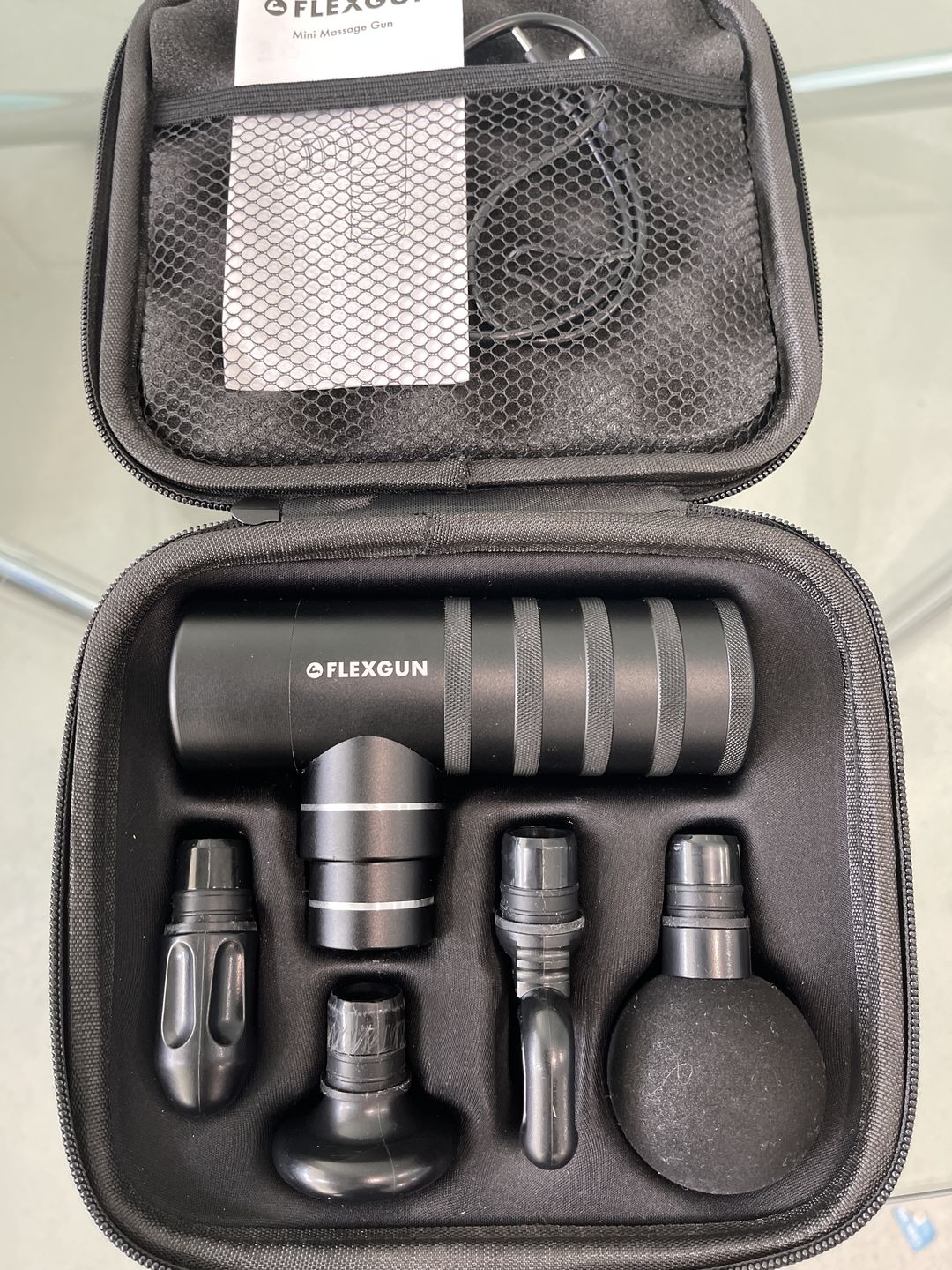 Customer photo review of Flexgun mini. Compact on-the-go treatment.