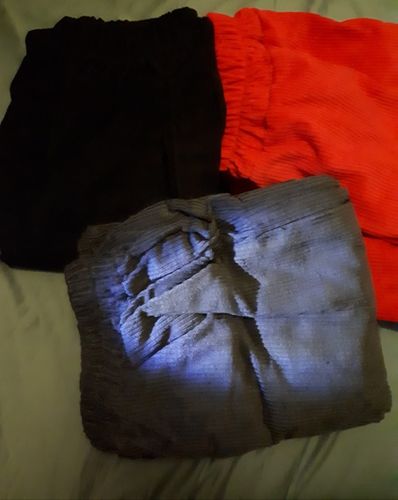 Customer photo review of Tea Green Retro Oversize Spring Corduroy Pants