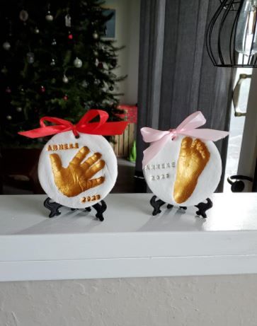 Customer photo review of CHERISH Baby Handprint Keepsake Ornament