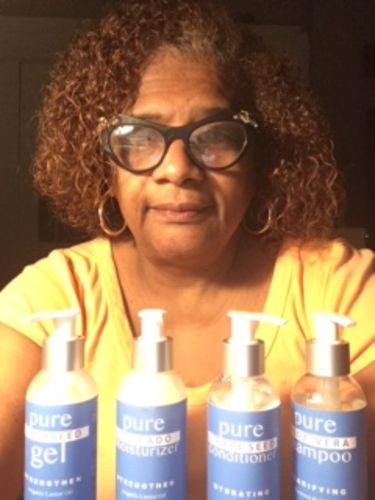 Customer photo review of Curly Hair Wash and Go System with Organic Castor Oil for Strengthening Hair with  Vanilla Berry Fragrance (Step 1 - 4)
