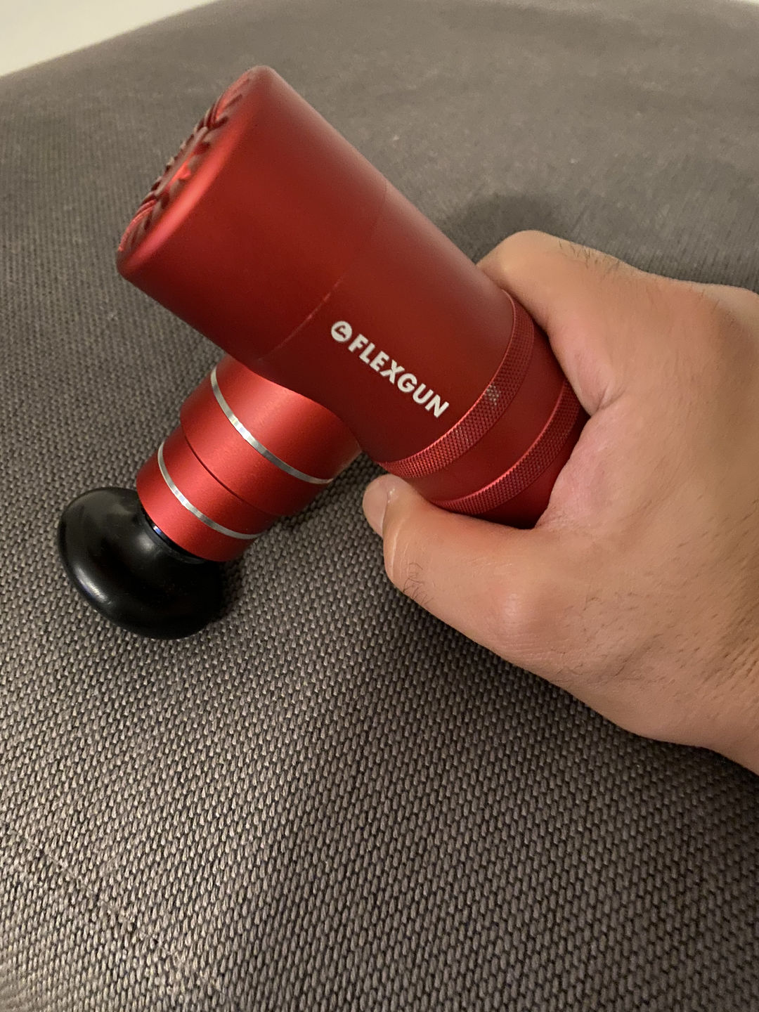 Customer photo review of Flexgun mini. Compact on-the-go treatment.
