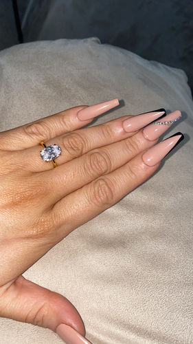 Customer photo review of Louily Yellow Gold 3.5 Carat Oval Cut Solitaire Engagement Ring In Sterling Silver