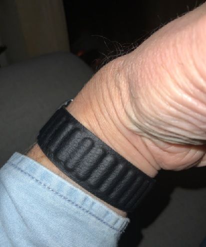 Customer photo review of Leather Link Magnetic Strap for Apple Watch