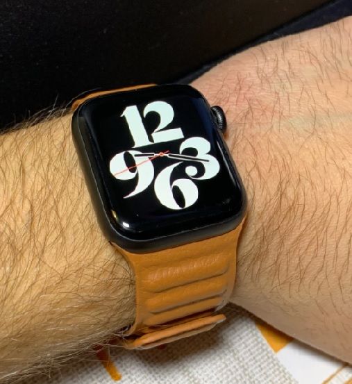 Customer photo review of Leather Link Magnetic Strap for Apple Watch