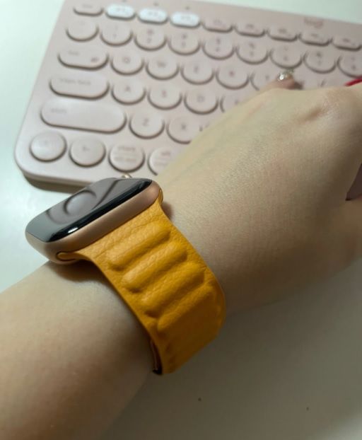 Customer photo review of Leather Link Magnetic Strap for Apple Watch