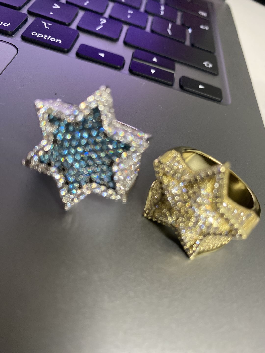 Customer photo review of Blue Iced Star Ring - White Gold
