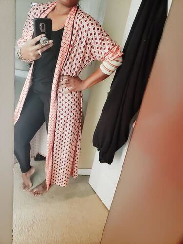 Customer photo review of Print Puff-Sleeve Cardigan