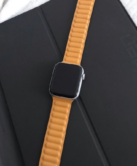 Customer photo review of Leather Link Magnetic Strap for Apple Watch