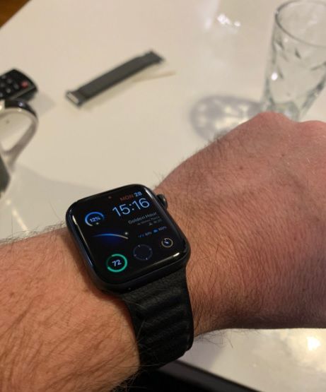 Customer photo review of Leather Link Magnetic Strap for Apple Watch