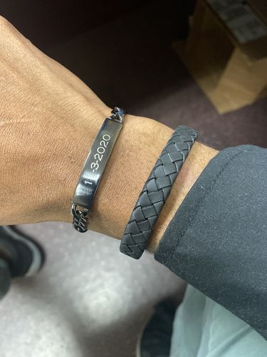 Customer photo review of 7mm Stainless Steel Figaro Link Engravable ID Bracelet