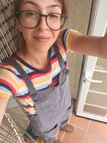Customer photo review of Loose and slim gray corduroy pants overalls college style forest jumpsuit