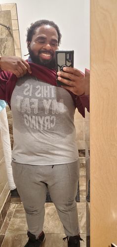 Customer photo review of This Is My Fat Crying - Men's Sweat Activated T-Shirt