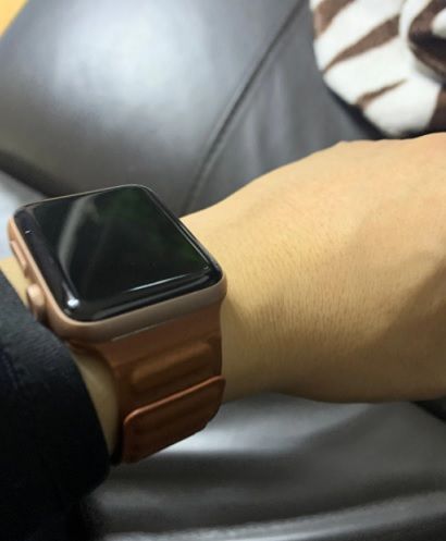 Customer photo review of Leather Link Magnetic Strap for Apple Watch
