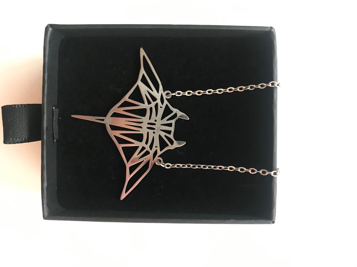 Customer photo review of Necklace: Large Manta Ray - silver or gold