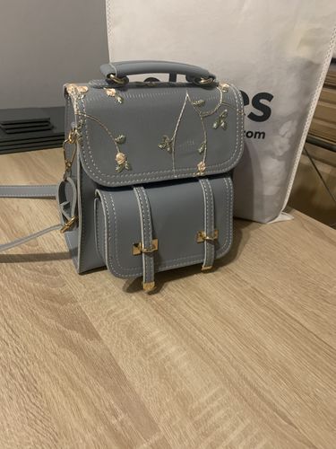 Customer photo review of Floral Embroidery Leather Backpack