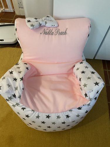 Customer photo review of Personalised Pink And Grey Star Bean Bag Chair