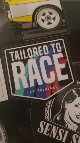 Customer photo review of Tailored To Race | Sticker