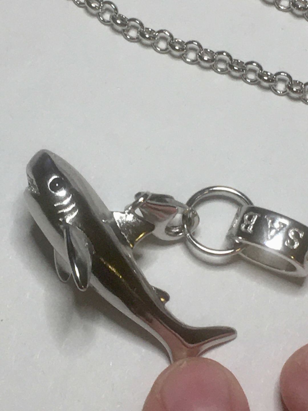 Customer photo review of 925 Sterling Silver Necklace: Shark Unisex