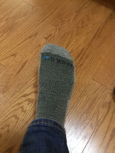 Customer photo review of J.B. Field's "Hiker GX" Colorful Crew Merino Wool Hiking Sock