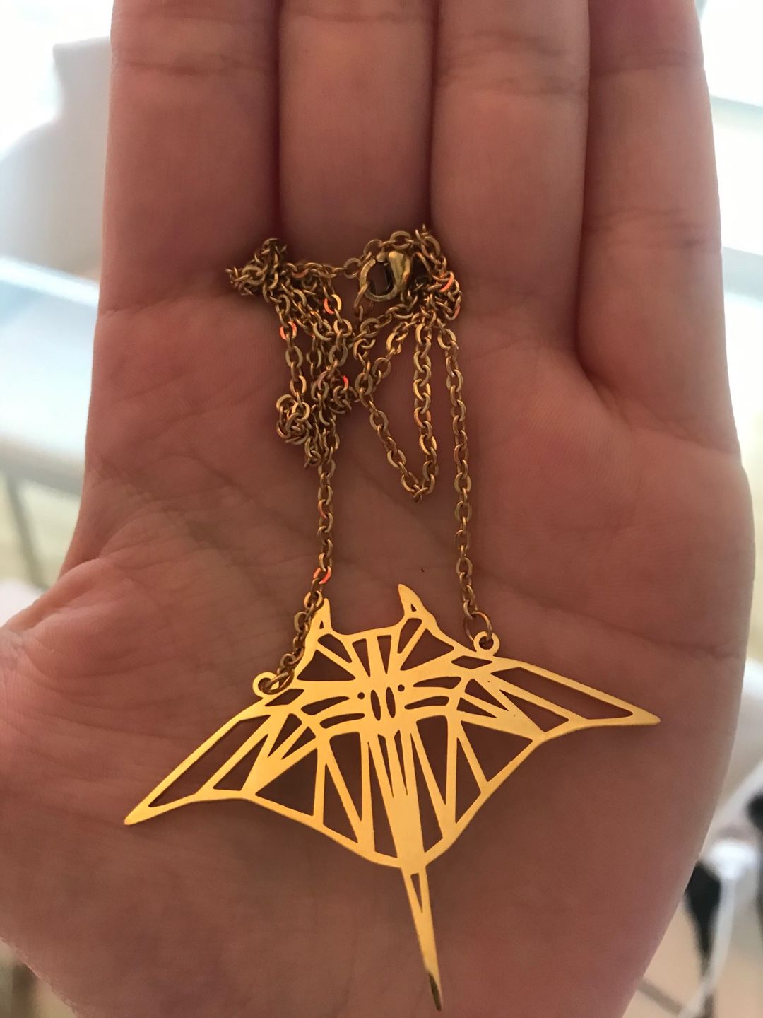 Customer photo review of Necklace: Large Manta Ray - silver or gold