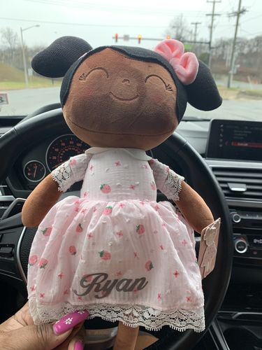 Customer photo review of Leyadoll Personalized Name Doll (Strawberry) with Gift Bag - Dark Skin Tone Black Baby Doll