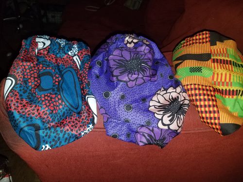 Customer photo review of Locs & Natural Hair Satin Lined Bonnets