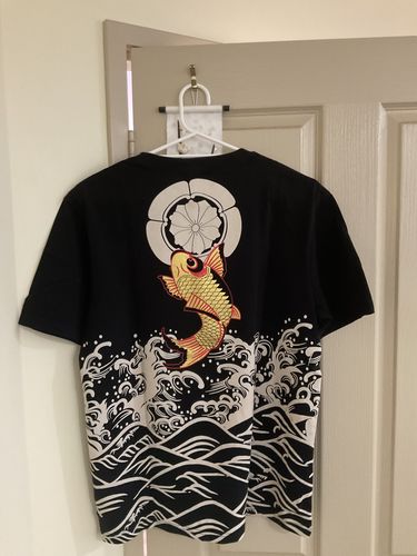 Customer photo review of The Golden Koi Painted T-shirt