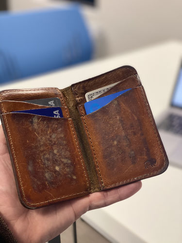 Customer photo review of No.52 | 'Chestnut' Vertical Leather Wallet