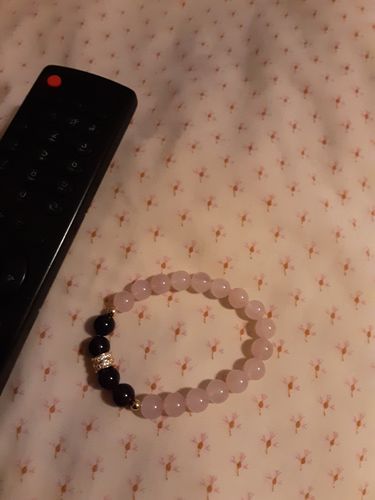 Customer photo review of BRACELET QUARTZ ROSE ET AMETHYSTE "Calme et Harmonie" PLAQUE OR