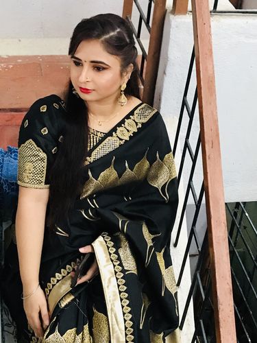 Customer photo review of Raven Black  Saree With Embroidered Silk Blouse