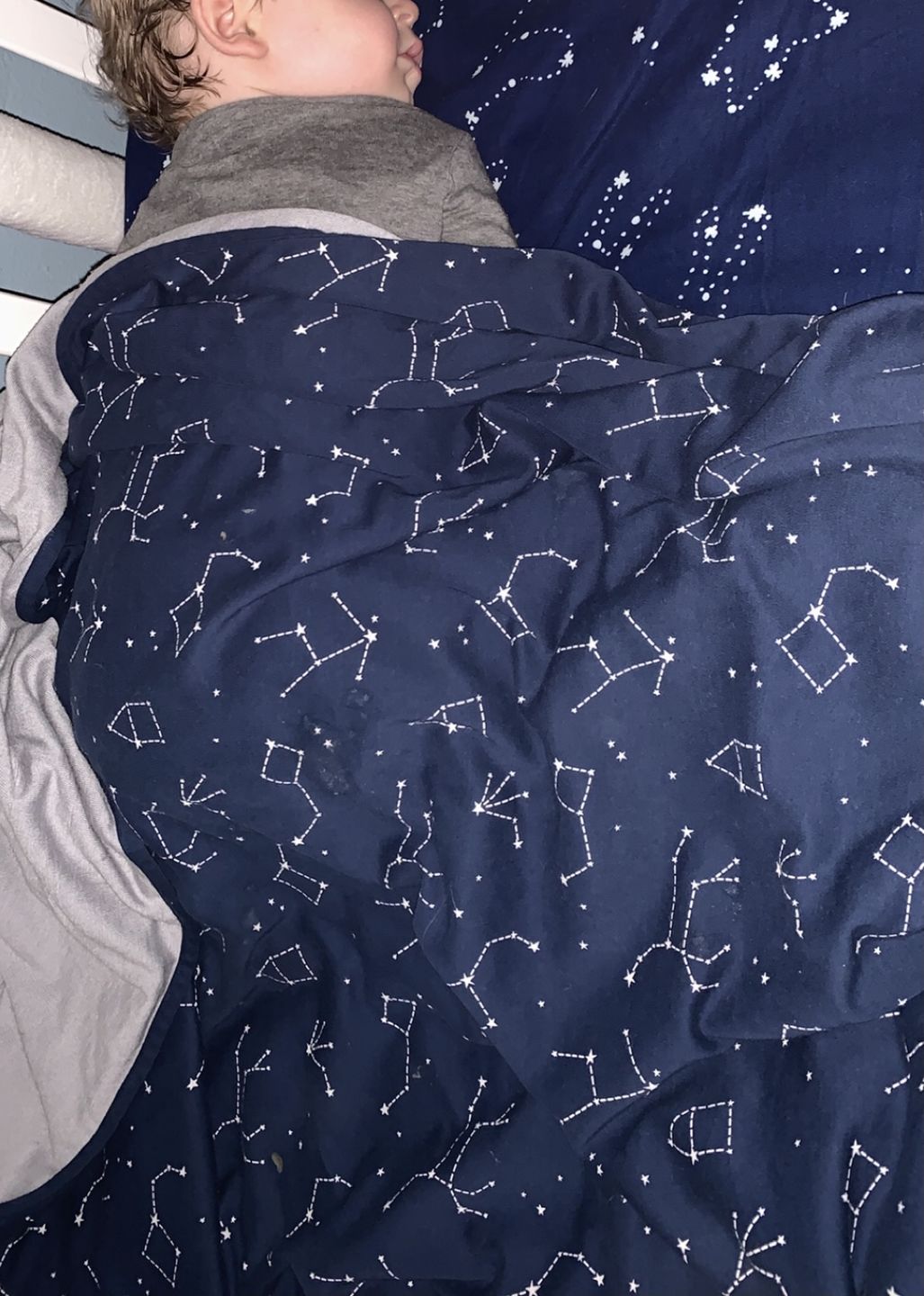 Customer photo review of Toddler Blanket, 4 Season® Merino Wool & Organic Cotton Blanket, 52.5" x 40", Night Sky™