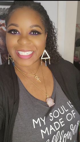 Customer photo review of Raw Amethyst/Rose Quartz Necklace