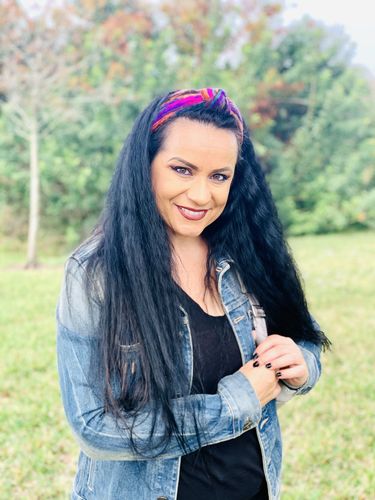 Customer photo review of SUNSET MIXED YARN HEADBAND