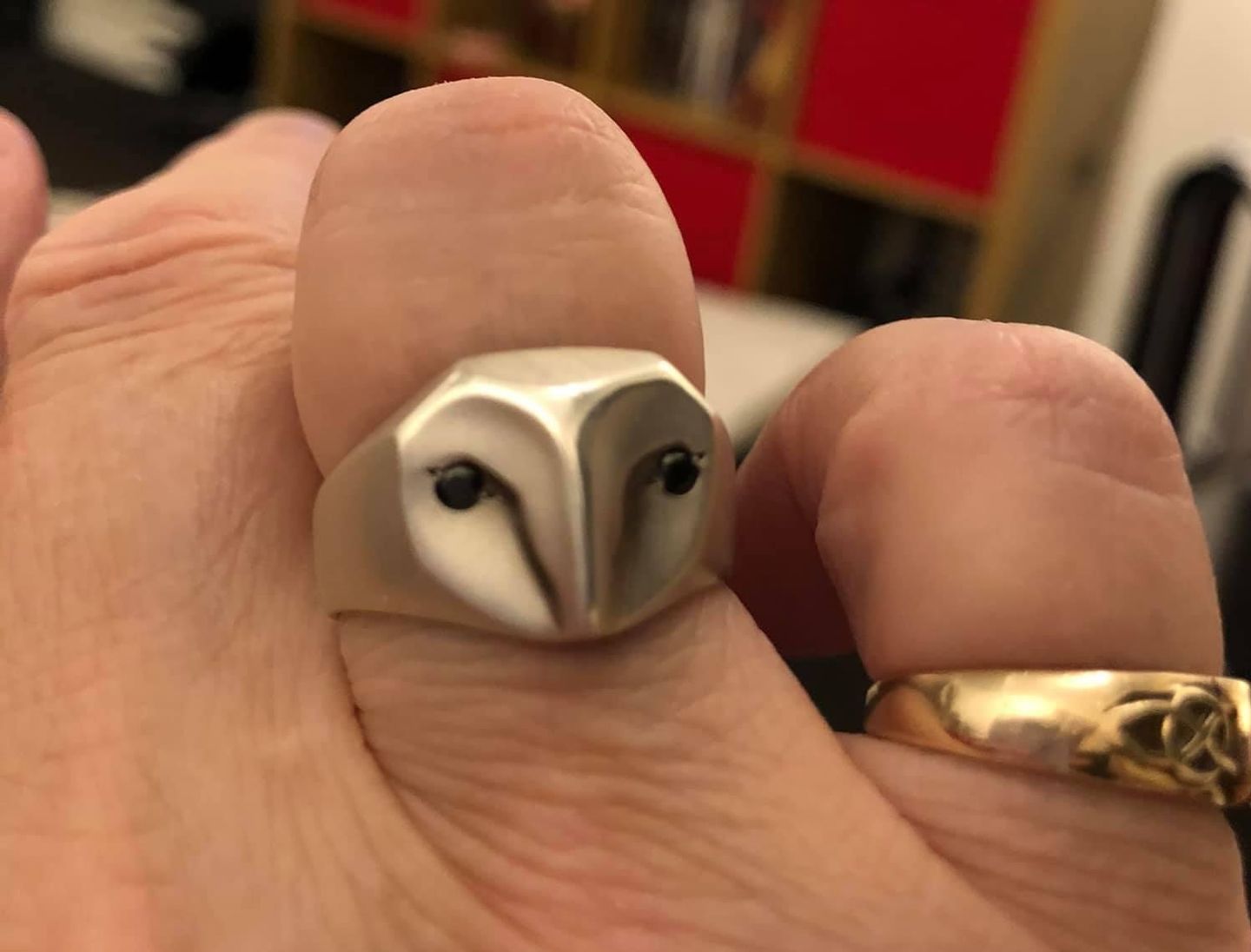 Customer photo review of Black Diamond Owl Ring
