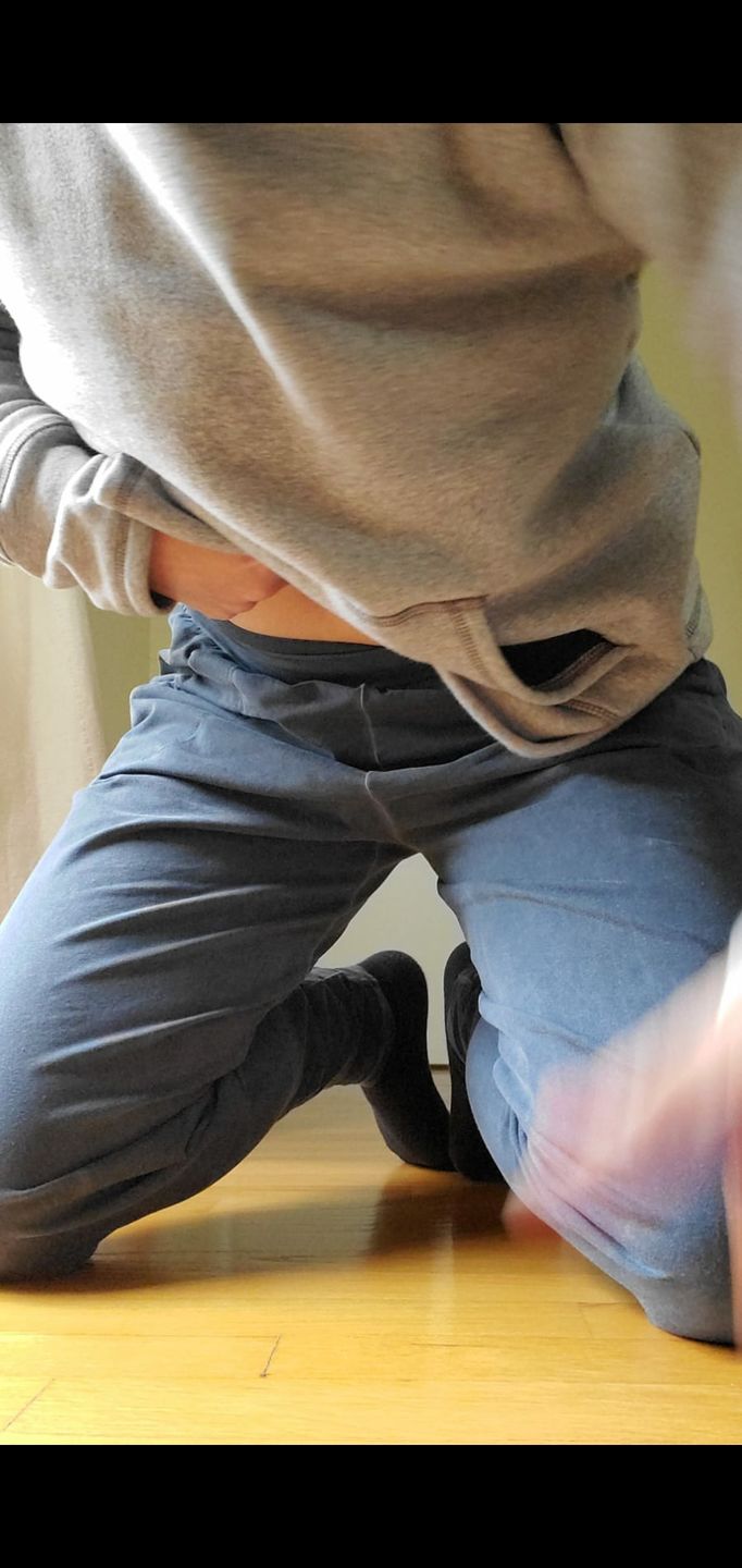 Customer photo review of Stonewash Extra Long Slouchy Pants