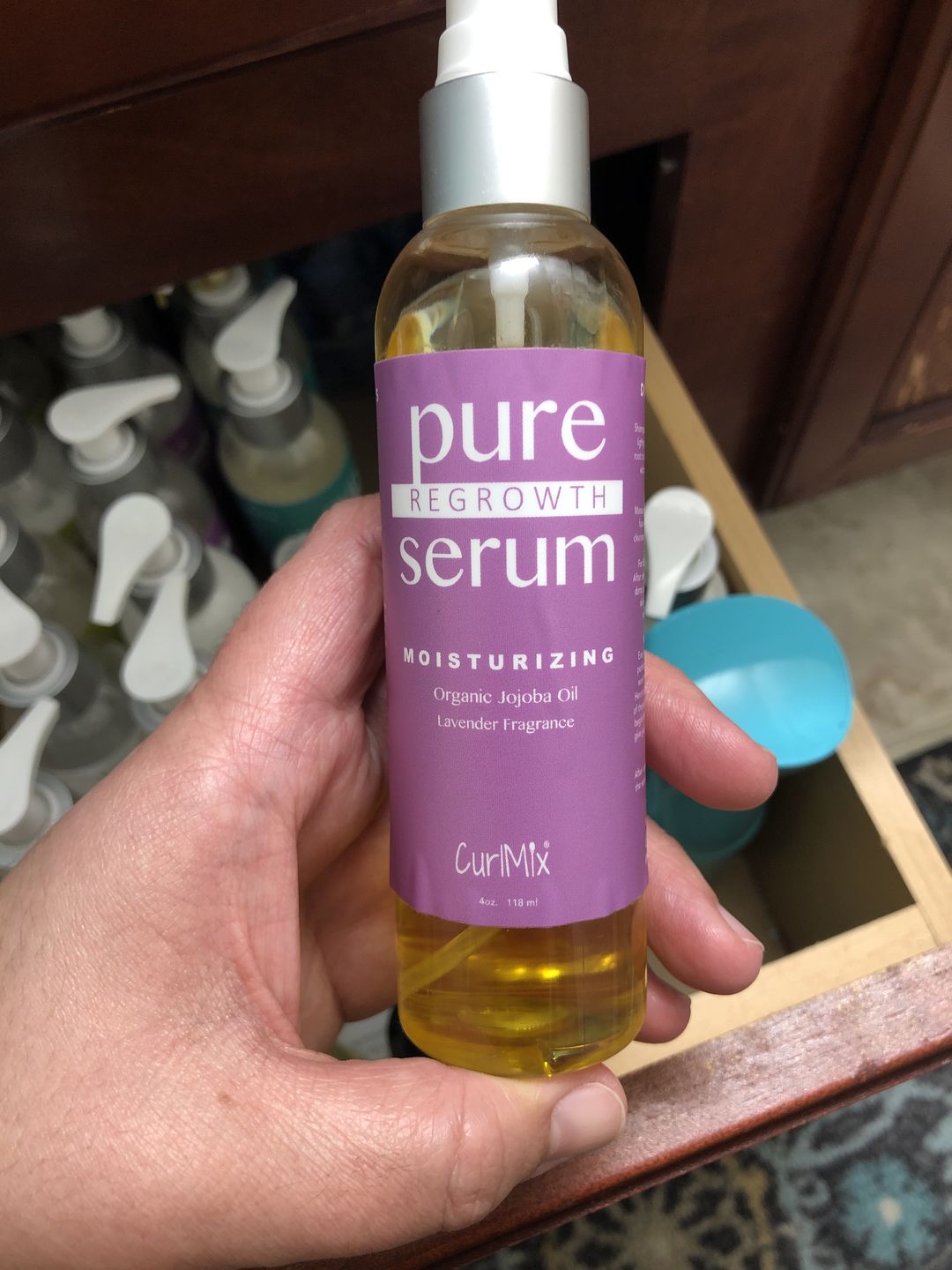 Customer photo review of Hair Growth Serum for Curly Hair with Organic Jojoba Oil for Moisturizing and Lavender Fragrance