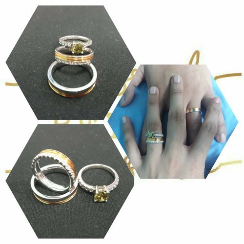 Customer photo review of Arezzo Premier Two Tone Wedding Rings