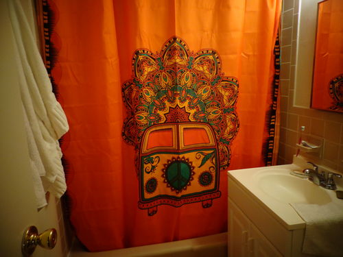 Customer photo review of Mandala Style Peace Bus Shower Curtain