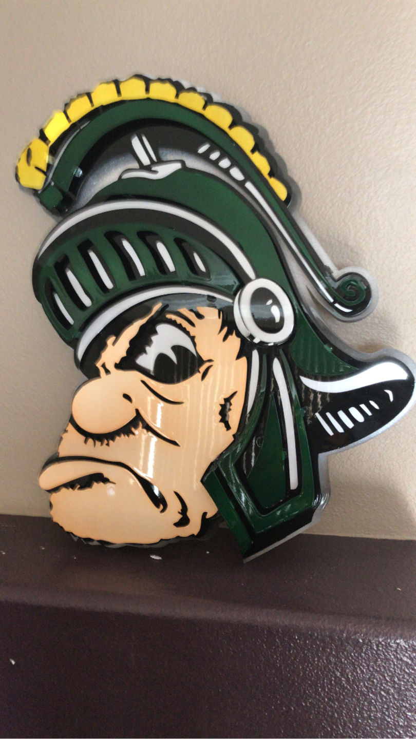 Customer photo review of Michigan State University " Gruff Sparty" 3D Vintage Metal Artwork