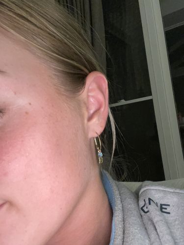 Customer photo review of Initial & Gemstone Cluster Earrings