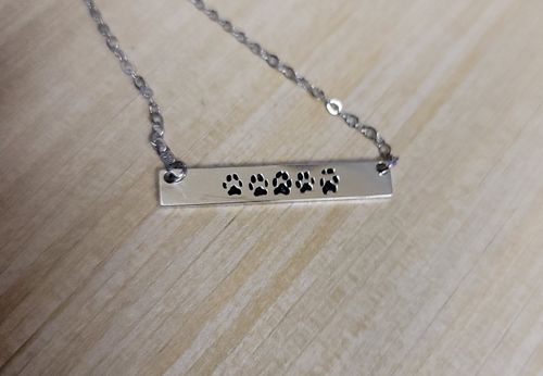 Customer photo review of Custom Paw Bar Necklace