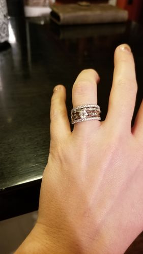 Customer photo review of Louily Art Deco Half Eternity Stackable 3-Pieces Wedding Band Set In Sterling Silver