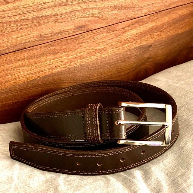 Customer photo review of The Milestone Belt - Brown Formal 100% Real Leather Belt Made in Canada