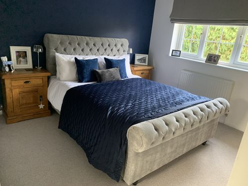 Customer photo review of Colorado Soft Grey Naple Chesterfield Sleigh Scroll Bed Frame