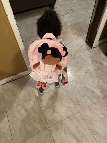 Customer photo review of Personalized Leyadoll Doll Backpack (Strawberry) - 2 Skin Tones