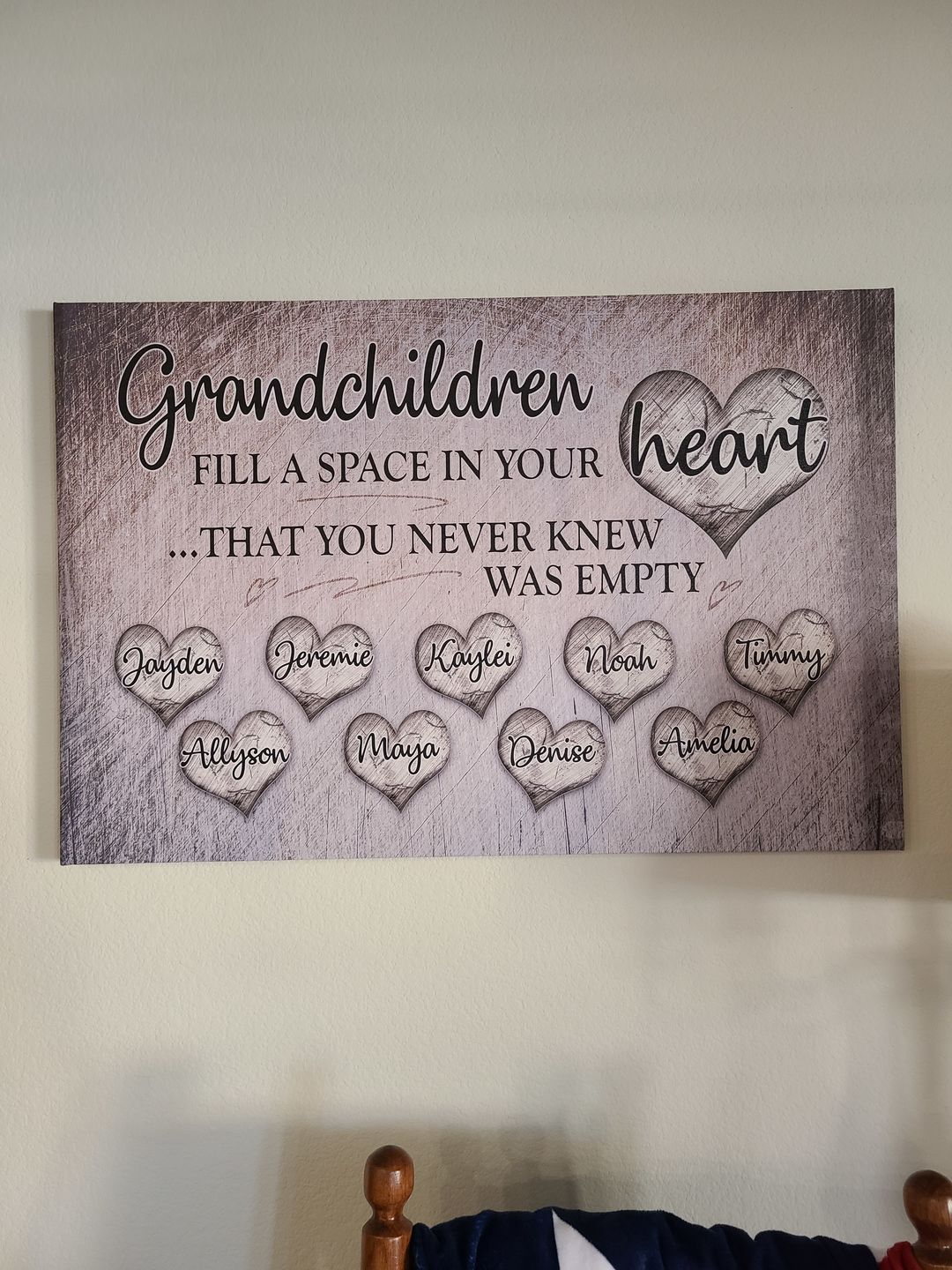Customer photo review of Personalized "Grandchildren Fill A Space In Your Heart" Premium Canvas