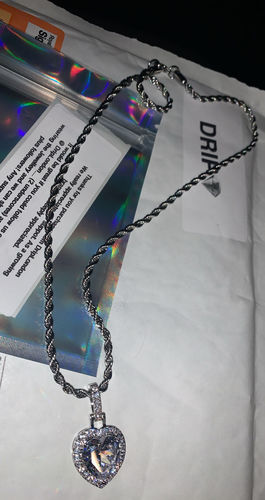 Customer photo review of Heart Pendant - Cubic Zirconia - Silver, Pink, Blue & Purple - Rope Chain