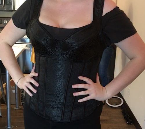 Customer photo review of Corset Vest Lace-up Gothic Jacquard